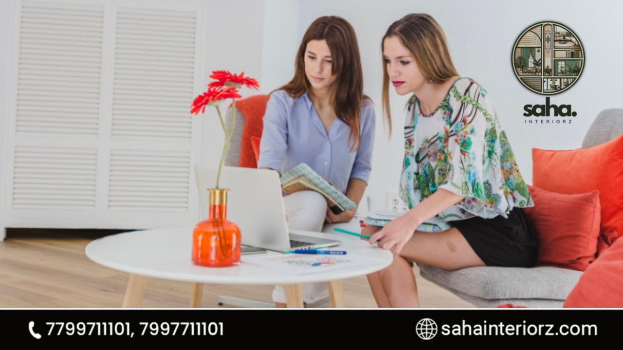 Coworkers With Laptop in Office - Saha Interiorz